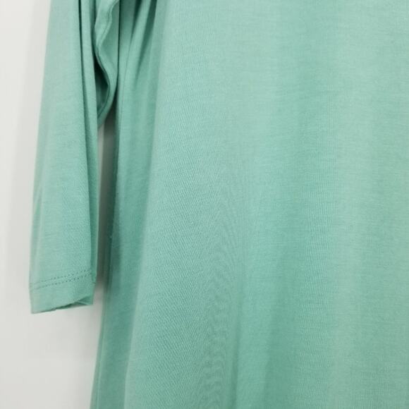 3/$25 Logo by Lori Goldstein Lace Satin Trim High Low Tunic Top MP Seafoam Green - Picture 6 of 11